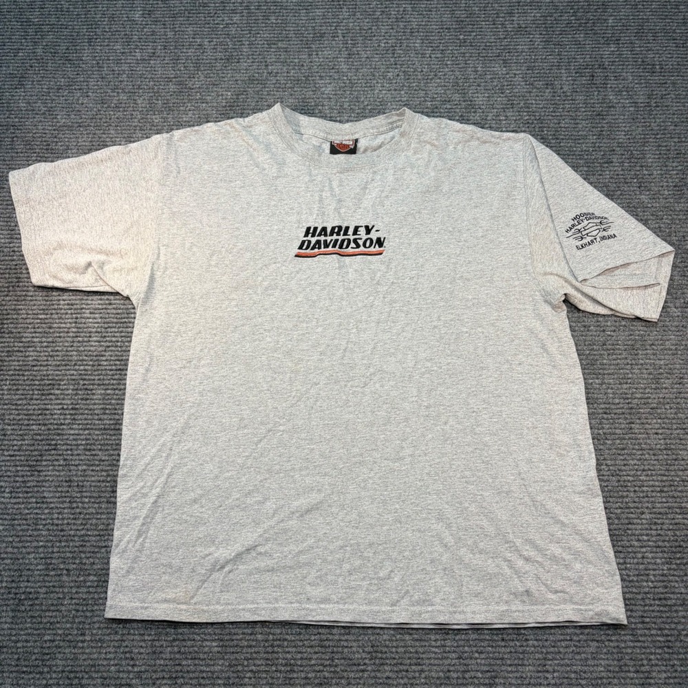 Harley-Davidson Mens XL Gray Embroidered Logo Hoosier Indiana T-Shirt 244072
